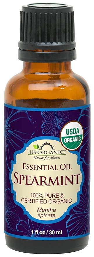 US Organic 100% Pure Spearmint Essential Oil - USDA Certified Organic, Steam Distilled - W/Euro droppers (More Size Variations Available) (30 ml / 1 fl oz)