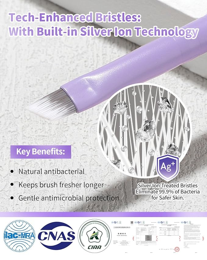 Eyeliner Brush Fine Angled - EIGSHOW PRO Precision Gel Liner Brush with Silver Ion Bristles - Ultra Thin - Vegan & Cruelty-Free (E835MP)