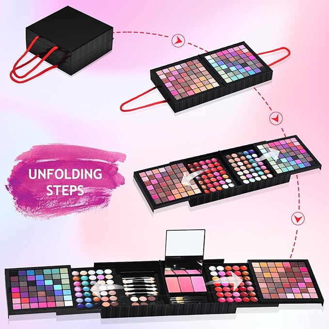 All in One Makeup Kit for Women Full Kit- 177 Color Combination Makeup Set Palette- 119 Eyeshadow,35 Lipstick,6 Powder,14 Concealer,10 Applicators,20 Brushes Set,Make Up Gift Kits for Women Teen Girl