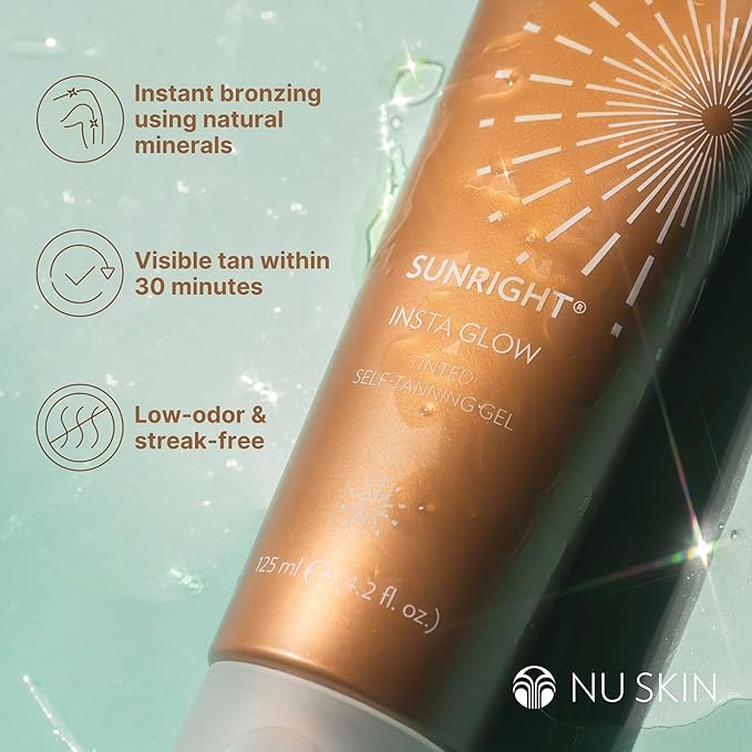 Nu Skin Sunright Insta Glow Self Tanner Gel | Natural Summer Tan for Face & Body | Beauty & Skin Care | Vitamin E & Avocado Oil | Natural Body Bronzer with DHA & Amino Acids | 4.2 oz | 2 Pack