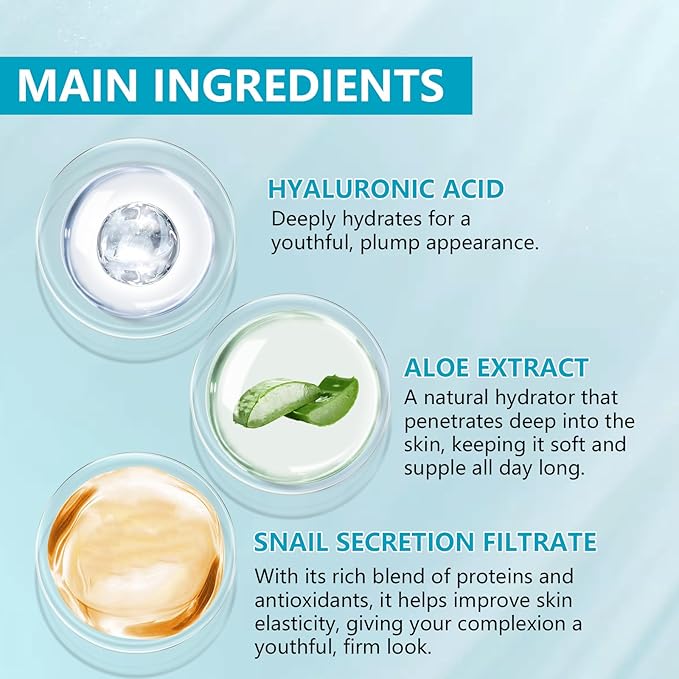 ABOTE 2.3% Hyaluronic Acid Serum for Face with 1% Snail Secretion Filtrate Deep Moisturizing Anti-Aging Anti-Wrinkle (3Pack-Each 0.507 fl.oz | 15ml)