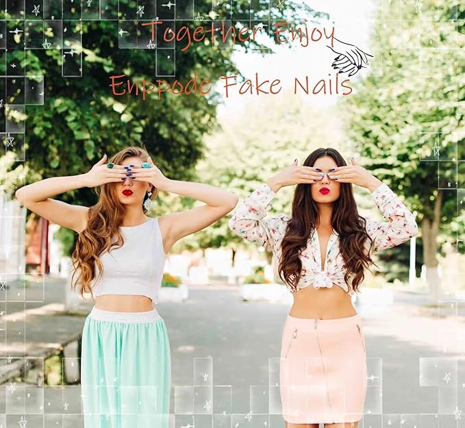 French Tip Press on Nails Long Fake Nails White Nails Almond Nails for Women 24 PC/Set