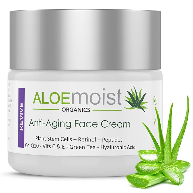 Advanced Retinol Cream for Face: Aloemoist Revive Anti Aging Face Cream for Women & Men Topical Retinoid Wrinkle Repair Day or Night Moisturizer, Organic Retinol Facial Moisturizer for Aging Skin Care