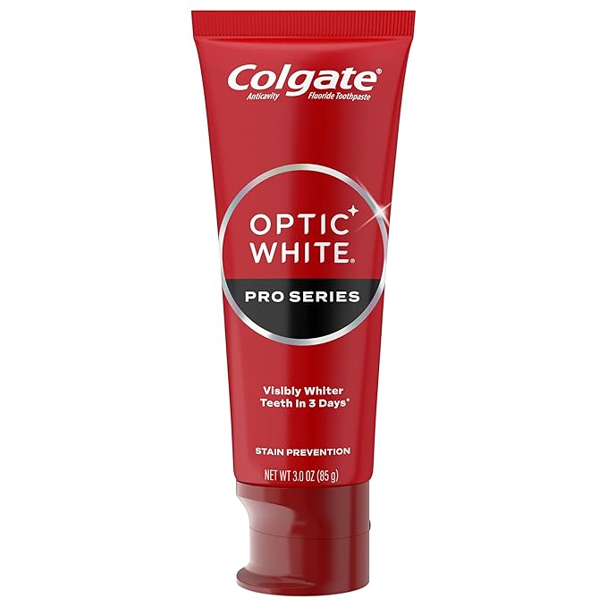 Colgate Optic White Pro Series Stain Prevention Hydrogen Peroxide Toothpaste, Teeth Whitening Toothpaste, Effectively Removes Tea, Coffee, and Wine Stains, Enamel-Safe for Daily Use, 3 Pack, 3.0 oz