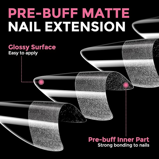 Short Almond Nail Tips: 360Pcs Half Cover Extra Short Almond Gel Nail Tips with Self-handle Pre Etched Fake Nails Tips for Nail Extension DIY Salon 12 Size