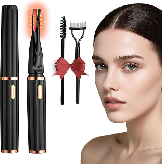 Heated Eyelash Curlers - 2 in 1 Clip - Type Heated Lash Curler,3 Heat Modes with USB Rechargeable,Fast Heat up in 8s,Natural Curling 24H Long Lasting for Women Makeup Tools (Black) (Black)