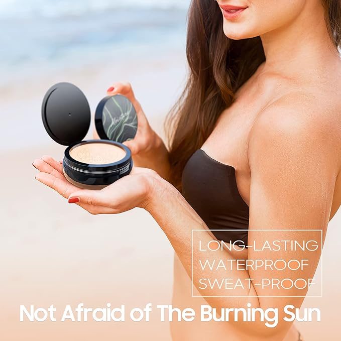 Air Cushion CC Cream Foundation - Mushroom Head BB Cream Concealer Makeup Base Moisturizing & Long-Lasting for All Skin Types and Even Color Correcting (Ivory)