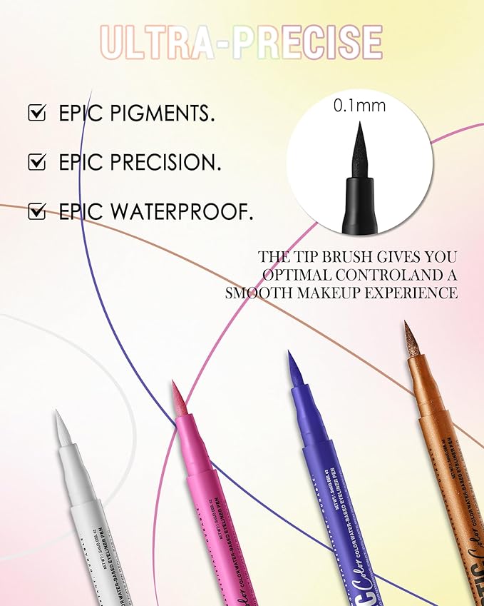 Blue Matte Liquid Eyeliner Pencil, Colorful High Pigmented Waterline Eye liner Waterproof Pen, Bright Colored Smudgeproof Long Lasting Eyeliner Pen Christmas Party Festival Makeup Gift for Women-08
