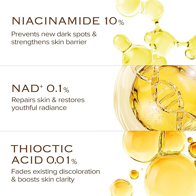 Dark Spot Ampoule | Korean Clinic Skincare - NAD+ 0.1% & Thioctic Acid 0.01% & Niacinamide 10% | Overnight Treatment for Melasma, Hyperpigmentation, Discoloration, Acne Scars | 15ml/0.33 Fl Oz
