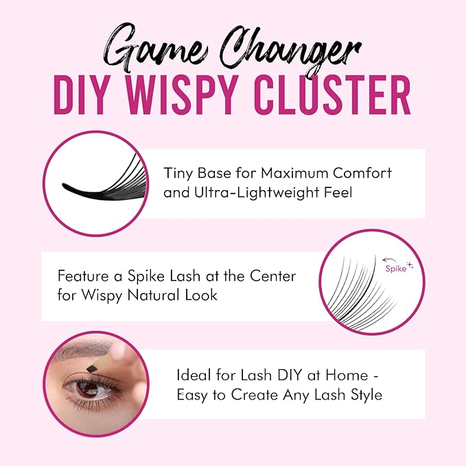 DIY Wispy Individual Lash Clusters 96pcs 20D CC Curl 0.07 9-16mm Mixed Lengths - Eyelash Clusters Wispy Volume Natural Look Eyelash Extension at Home by Eyesy Lash