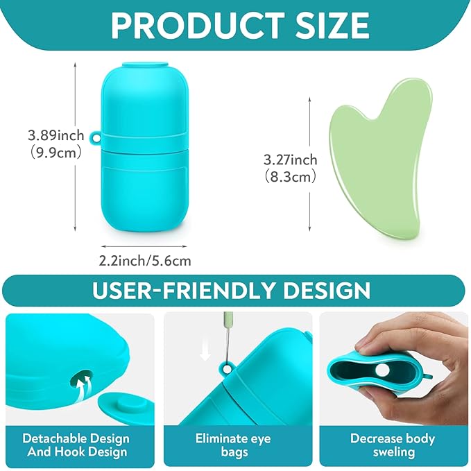 AURUZA Ice Face Roller and Gua Sha Set, Facial Ice Roller & Gua Sha Massage Tool for Face & Eye Puffiness Relief, Shrink Pores, Improve Skin Condition