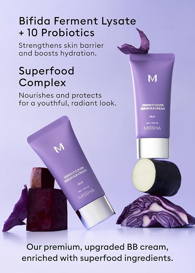 MISSHA M PERFECT COVER SERUM BB CREAM No.17 Fair- Fair with Cool Undertone, BB Cream by Cardi B Pick, Skin Tint, Tinted Moisturizer, Skin Care Foundation Makeup, Korean Makeup,1.18 Fl oz
