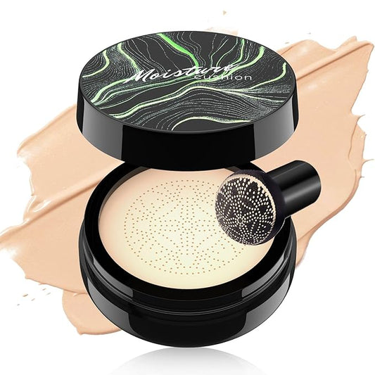 Mushroom Head Air Cushion CC Cream - Tattoo Cover up Makeup Waterproof Long-Lasting Moisturizing Concealer Foundation, Even Skin Tone for All Skin Types (Ivory)