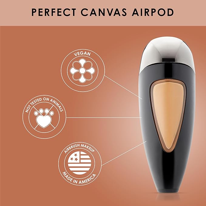 TEMPTU Perfect Canvas Airbrush Foundation Airpod: Anti-Aging Long-Wear Makeup, Buildable Coverage Semi-Matte, Natural Finish