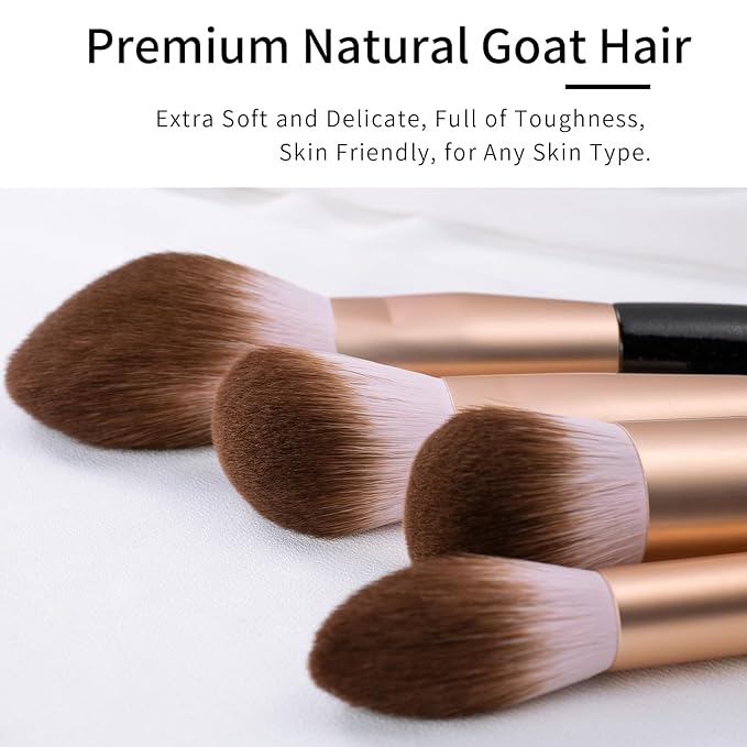 Elegant Natural Goat Hair Makeup Brush Set with Gift Box, Natural Hair Makeup Brushes Set Professional, Make up Brushes Set Professional, Natural Makeup Brushes, Cosmetic Brushes Makeup Set.