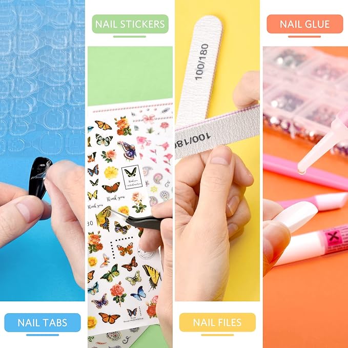 TsMADDTs Press On Nails Almond, 24 Colors 720PCS Short Fake Nails with Glues, Stickers, Tweezer for Women