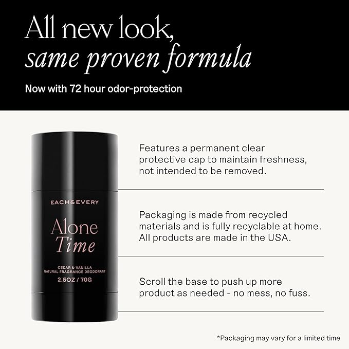 Each & Every Aluminum Free Deodorant for Men & Women, Cedar & Vanilla - All Natural Deodorant for Sensitive Skin, EWG Verified - Clean, Baking Soda Free, Plant-Based Fragrance - 2.5oz, 2 Pack