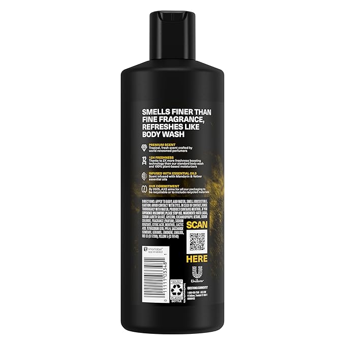 AXE Fine Fragrance Collection Body Wash For Men Golden Mango 4 Count 12h Refreshing Scent Shower Gel Infused with Mango, Mandarin, and Vetiver Essentials Fine Fragrance Collection 18 oz
