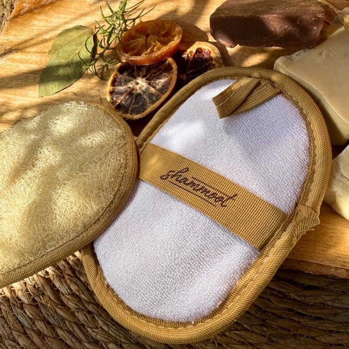 Natural Loofah Exfoliating Body Scrubber – Jordanian Natural Loofah Sponge Exfoliates Face & Body for Healthier Skin – 2-Sided Lufas for Men & Women – Body Wash Scrubber (Pack of 1)