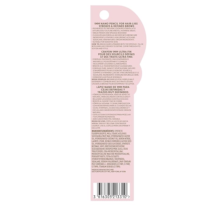 Covergirl Clean Fresh Brow Nano, 400 Soft Brown, Eyebrow Pencil, Ultra-Precise Tip, Waterproof, Transfer-Resistant, Built-In Spoolie, Vegan Formula, 0.001oz