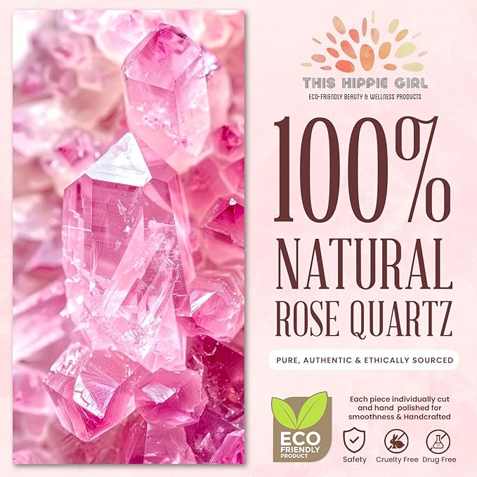 Rose Quartz Eye Mask by This Hippie Girl, Handcrafted Crystal Cut, Depuff for Puffy Eyes, Relieve Stress, The Cold-to-The-Touch Rose Quartz is Weighted for Comfort, Eye Mask for Facial