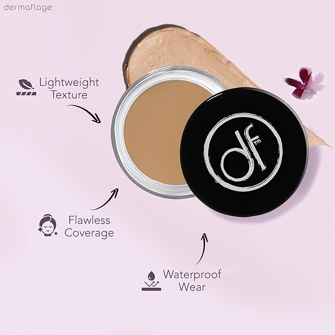Waterproof Concealer Cream, Full Coverage Waterproof Makeup, Color Match Promise by Dermaflage, 6g/.2oz (Bronze Medium)