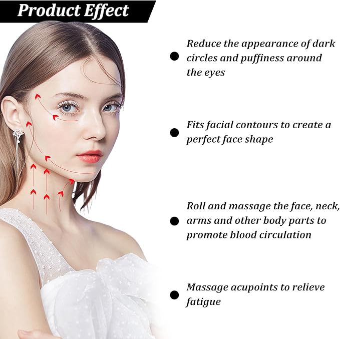 Lafo Facial Massage Roller, Silicone Face Massage Tools,Face Roller Skin Care for Shapes Body & Face Curves, Reduces Tiredness, Self Care Gift for Women Face and Eyes Massage (Pink)