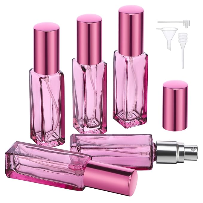Segbeauty 5pcs Travel Refillable Atomizer, 10ML Empty Sprayer for Perfume, Mini Portable Glass Spray Bottle Dispenser for Cosmetic Accessories, Outgoing Travel Essentials
