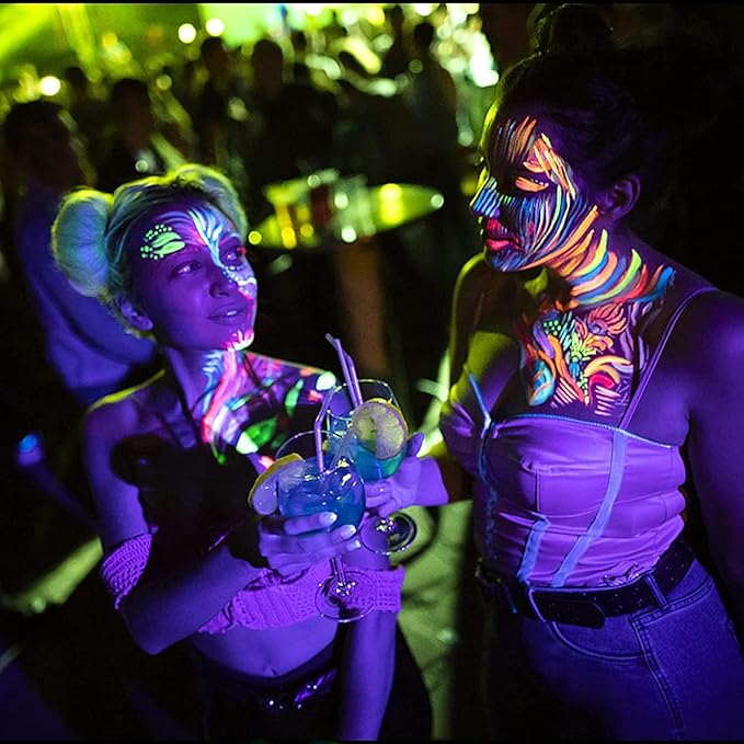 24 Pcs Glow in The Light Body Face Paint, Glow in The Dark Face Body Paint Glow Sticks Makeup Face Painting Kits for Kids Adult, Neon Face Paint Crayons for Halloween and Parties Glow Party Supplies