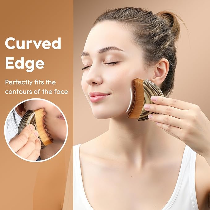 Lymphatic Contour Face Brush，Hoyecl Soft Lymphatic Drainage Facial Brush Contour Massage Brush, Gua Sha Brush for Face, Glow Skin and Sculpt Face
