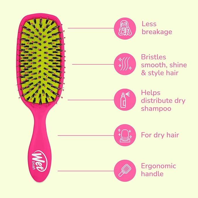 Wet Brush Shine Enhancer Hair Brush, Pink - Exclusive Ultra-soft IntelliFlex Bristles - Natural Boar Bristles Leave Hair Shiny And Smooth For All - For Women, Men, Wet And Dry Hair