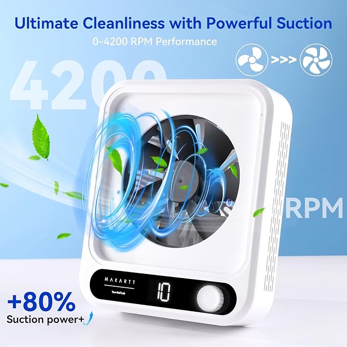 Makartt Nail Dust Collector - Professional Powerful Suction Larina Dust Collector Nail Tech LED Display, Adjustable Speed Reusable Filter, Strainer Panel for Acrylic Nail Polishing Manicure Salon Home