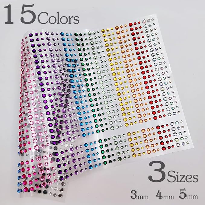 1575 Pieces Eye Face Gems Self-Adhesive Rhinestone Stickers for Makeup, Rainbow Glitters Jewels Face Stickers, for DIY Nail Body Accessories