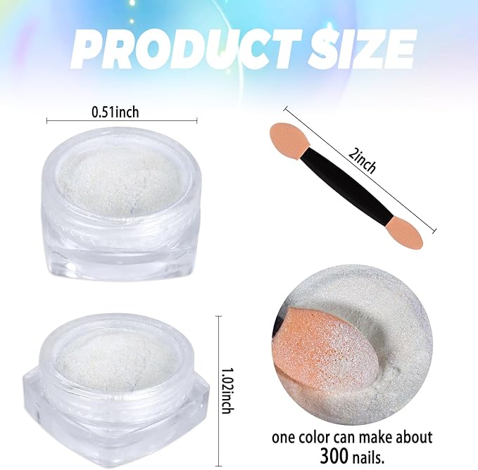 Laza Chameleon Pearl Chrome Nail Powder, 8 Colors Glazed Donut Metallic Mirror Effect Pigment, Iridescent Aurora Nail Glitter Holographic Dust Kit for Gel Nail Art Decoration, Gifts – Gorgeous Mermaid