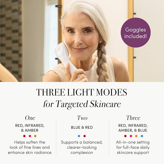 reVive Light Therapy Lux Collection Clinical Device for Aging and Acne, Red, Infrared & Blue Light Therapy Products for Wrinkles, Fine Lines, and Breakouts, Triangular Head, At-Home Acne Tools