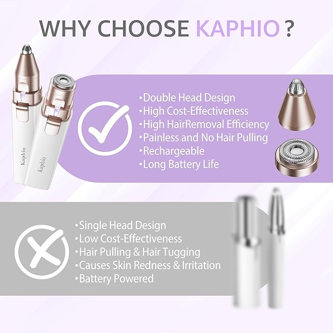 Facial Hair Removal for Women: Electric Eyebrow Trimmer & Hair Removal Device - 2 in 1 Rechargeable Face Shaver Painless Eyebrow Shaper for Upper Lip Chin Peach Fuzz brow (Purple)