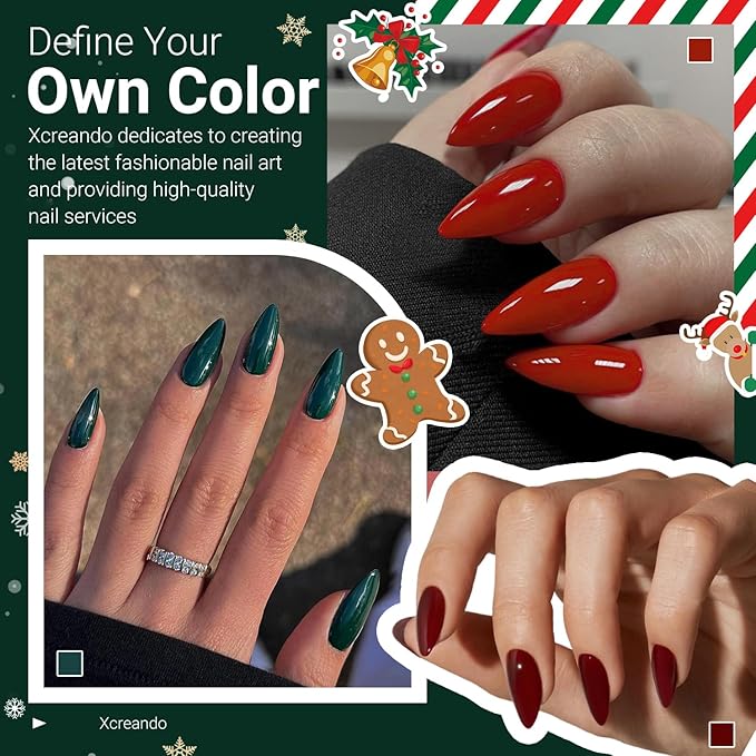 48Pcs Burgundy Press on Nails Almond Fake Nails Glue on Nails Medium Length Almond Shaped Nails Press ons, Stiletto False Nails for Women Dark Red Medium Almond Nails Thick Acrylic Gel Nails