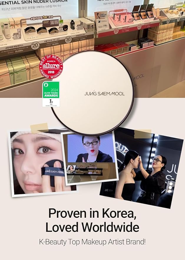 JUNG SAEM MOOL [ SPF ] Essential Skin Nuder Cushion (17 Fair Pink) | Refill Not Included (0.49 Fl Oz) | SPF50 Broad Spectrum | Natural Finish | Makeup Artist Brand