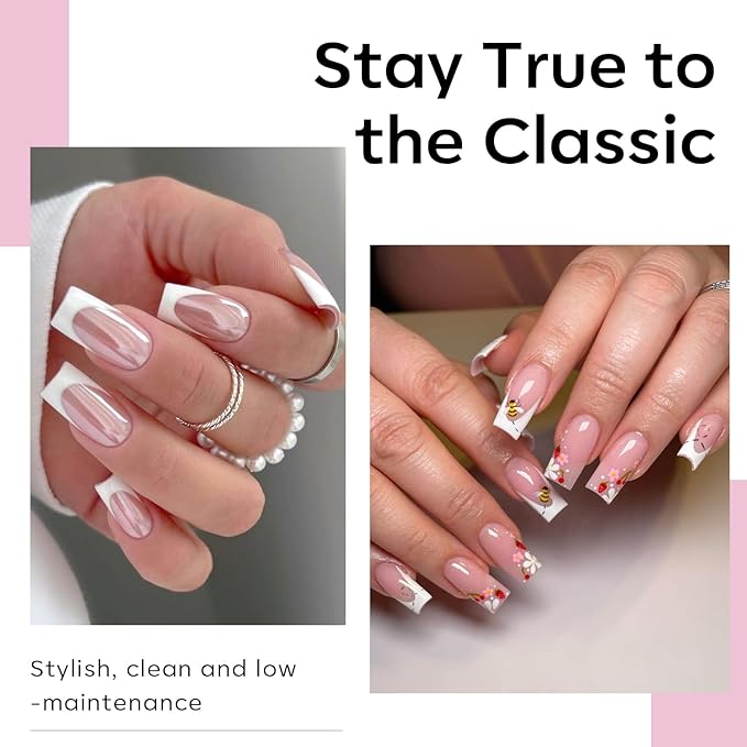 Modelones Medium Square Nail Tips - 510Pcs Fake Nails Gel Tips Pre-shaped Half Matte Full Cover Acrylic Gel Kit Press on Manicure Extension Art DIY Salon 15 Sizes