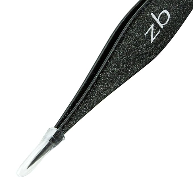 Ingrown Hair Tweezers by Zizzili Basics - Surgical Grade Stainless Steel Fine Pointed Tweezers - Precision Aligned Tips for Splinter, Eyebrow & Facial Hair Removal - with Bonus Tip Guard & Carry Pouch