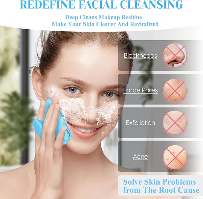 VWMYQ Silicone Face Scrubber - Exfoliating Face Scrubber for Women and Man, Gentle Facial Cleansing Brush Blackhead Acne Pore Pad Cradle Cap, Manual Soft Face Wash Brush for Deep Skin Care