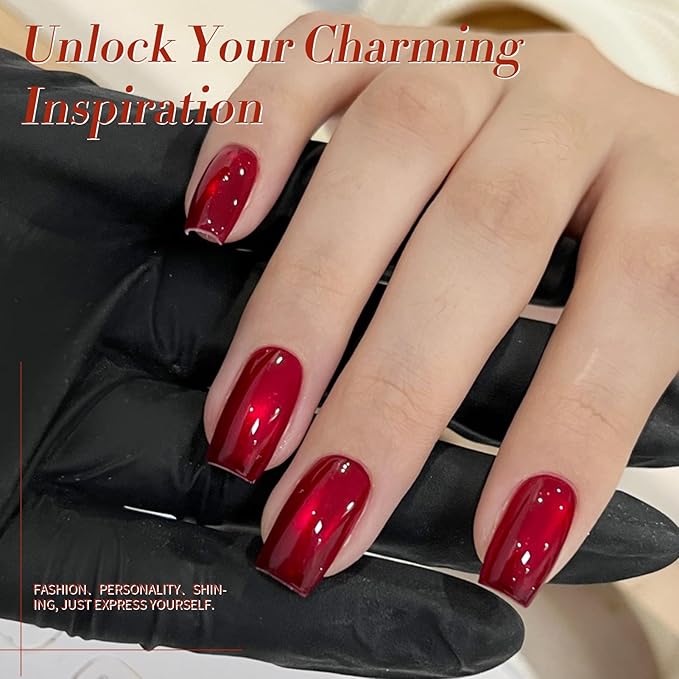 BORN PRETTY Magnetic Gel Nail Polish Water Light Cat Magnetic Eye Gel Black Orchid Jelly Glass Crystal Magnetic Gel Polish Glitter Shimmer Auroras Magnetic Gel Nail Art Manicure Kit 6PCS