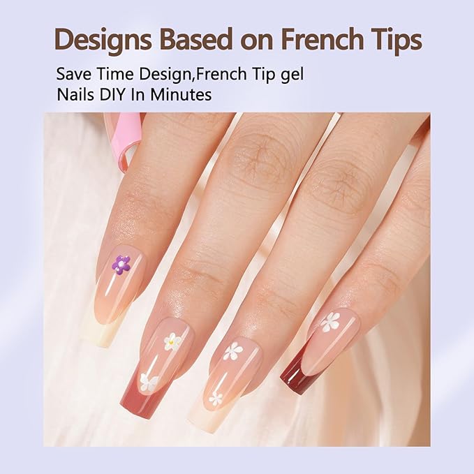 Misssix French Gel Nail Tips, 150Pcs French Tip Press on Nails Long Square, No Need to File Tips Pre-lasting, Fake Nails for Nail Art DIY 15 Sizes