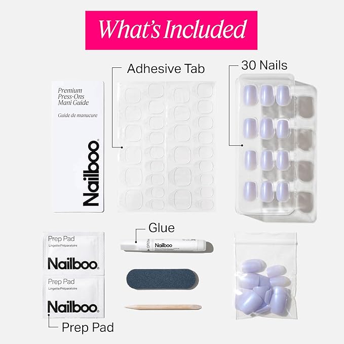 Nailboo Press On Nails, Salon-Quality Reusable Fake Nails for Fast DIY Manicure with Strong Hold Nail Glue for Press Ons, Nail File, & Alcohol Prep Pads, Dreamcatcher