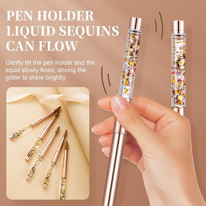 Acrylic Nail Brush Size #16,KEMEISI 100% Pure Kolinsky Nail Art Brushes Sturdy Handle Oval Shaped Acrylic Powder Nail Design Tools for Professional Manicure DIY Home Salon (Gold)