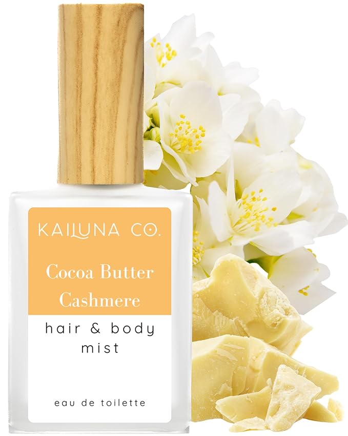 Cocoa Butter Cashmere Natural Hair & Body Mist Spray, Pure Essential and Fragrance Oils, Alcohol-Free, Handmade in California, 0.5Fl Oz