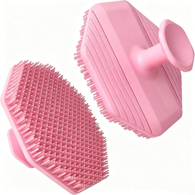 Face Scrubber,2 Pack Silicone Face Scrubber Brush for Women Men,Silicone Manual Facial Cleansing Brushes Scrubber,Suitable for All Skin Types,Face Exfoliating Cleaning Brush (Pink)