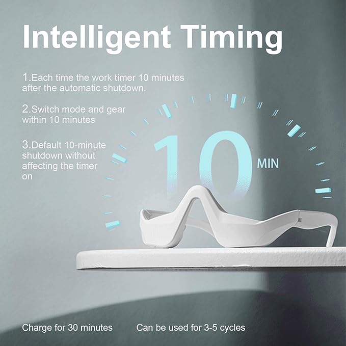 Under Eye Red Light Therapy Glasses with Dark Circle, Eye Bag and Wrinkle Elimination Massage