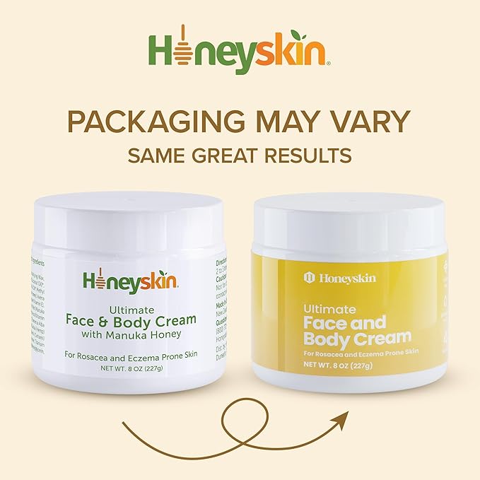 Hydrating Face Moisturizer & Body Cream with Manuka Honey Cream - Organic Face Moisturizer with Honey for Extremely Dry Skin - for Dry & Itchy Skin, Rosacea & Eczema Prone Skin 8oz