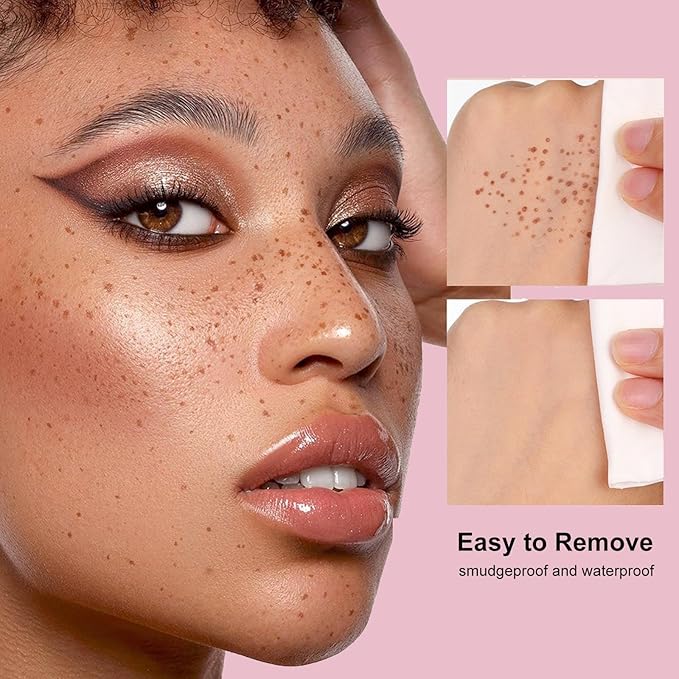 Freckle Stamp with 5 Point Precision Stamp Head, Natural Looking Faux Freckle Stamp Waterproof Fake Freckle Stamp Pen, High Pigment Long-Lasting Lifelike Sunkissed Pencil Tool Makeup (04# Espresso)